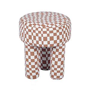 Claire Brown Checkered Boucle Stool by TOV Furniture
