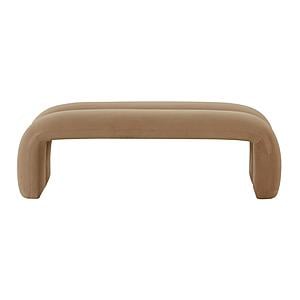 Leigh Taupe Velvet Channeled Bench by TOV Furniture
