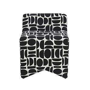 Pippa Black Geometric Jacquard Weave Stool by TOV Furniture