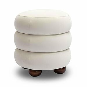Stefanie Cream Velvet Ottoman by TOV Furniture
