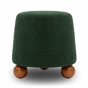 Jaine Forest Green Boucle Stool by TOV Furniture