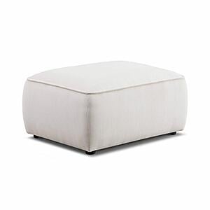 Travie White Sand Performance Corduroy Velvet Ottoman by TOV Furniture