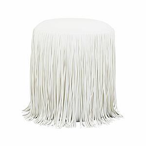 Shag Me Ivory Performance Vegan Leather Ottoman by TOV Furniture