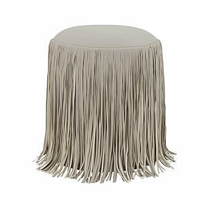 Shag Me Grey Performance Vegan Leather Ottoman by TOV Furniture