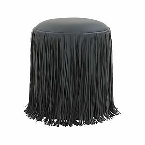 Shag Me Black Performance Vegan Leather Ottoman by TOV Furniture