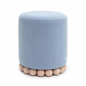 Dex Faded Blue Upcycled Fabric Ottoman by TOV Furniture