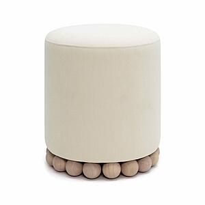 Dex Cream Upcycled Fabric Ottoman by TOV Furniture