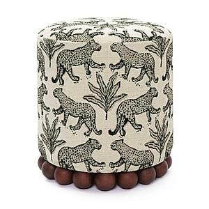 Dex Cream Leopard Jacquard Ottoman by TOV Furniture
