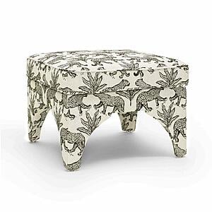 Raji Cream Leopard Jacquard Ottoman by TOV Furniture