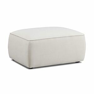 Travie Sand Upcycled Linen Ottoman by TOV Furniture