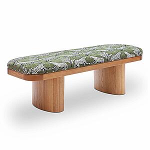 Ollie Olive Green Leopard Jacquard Bench by TOV Furniture