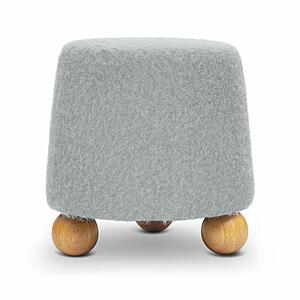 Jaine Stone Grey Loose Mohair Ottoman by TOV Furniture