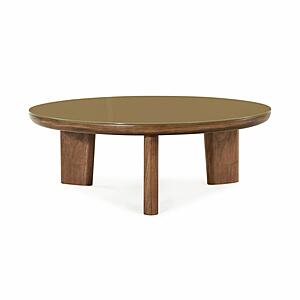 Oani Walnut and Glass Round Coffee Table by TOV Furniture