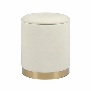 Zoe Cream Chenille Storage Ottoman by TOV Furniture