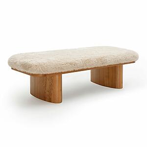 Ollie Natural Straight Vegan Shearling Large Bench by TOV Furniture