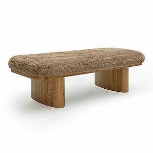 Ollie Taupe Straight Vegan Shearling Large Bench by TOV Furniture