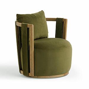 Paolo Green Upcycled Distressed Velvet Swivel Chair by TOV Furniture