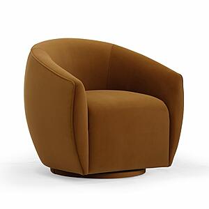 Jordan Cognac Velvet Swivel Chair by TOV Furniture