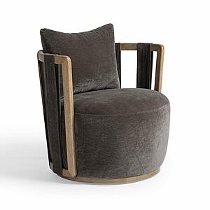 Paolo Chocolate Brown Upcycled Fabric Swivel Chair by TOV Furniture