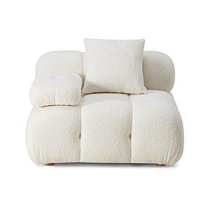 Calliope Cream Vegan Shearling Modular Corner Chair by TOV Furniture