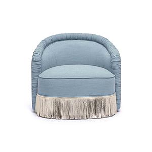 Pamela Faded Blue Recycled Fabric Tassel Lounge Chair by TOV Furniture