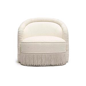Pamela Cream Boucle Tassel Lounge Chair by TOV Furniture