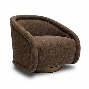 Rory Chocolate Brown Boucle Swivel Chair by TOV Furniture
