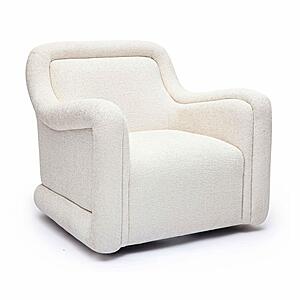Charli Cream Basketweave Chenille Swivel Chair by TOV Furniture