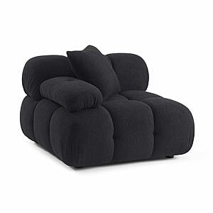 Calliope Black Vegan Shearling Modular Corner Chair by TOV Furniture
