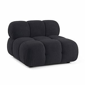 Calliope Black Vegan Shearling Modular Armless Chair by TOV Furniture