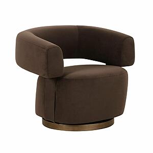 River Chocolate Brown Performance Velvet Swivel Accent Chair by TOV Furniture