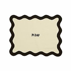 TOV Cream & Black Wavy Challah Cover by TOV Furniture