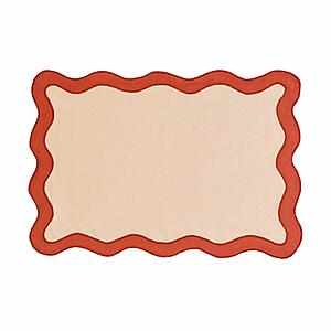 Scalloped Edge Rust and Orange Cotton Placemat - Set of 4 by TOV Furniture