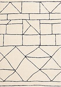 Talia Cream Black Geometric Lattice Design Rug by Kalora