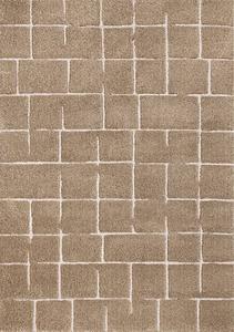 Talia Taupe White Broken Grid Pattern Rug by Kalora