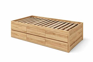Captains Bed with Double Layer Drawers - Twin Size - Eco-Friendly Solid Beech Wood by Comfort Pure