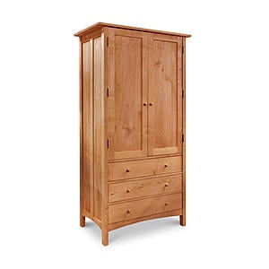 Heartwood 3-Drawer Tall Armoire w/Clothes Bar by Vermont Furniture Designs