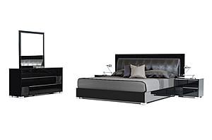 California King Modrest Grace Italian Modern Black Bedroom Set by VIG Furniture
