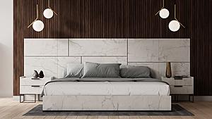 Nova Domus California King Marbella - Italian Modern White Marble Bed w/ 2 Nightstands by VIG Furniture