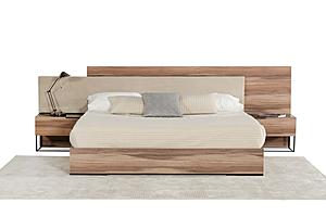 Nova Domus Matteo Italian Modern Walnut & Fabric Queen Bed + 2 Nightstands + Dresser Set by VIG Furniture