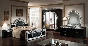 Modrest Rococo - Italian Classic Black & Silver Bedroom Set by VIG Furniture
