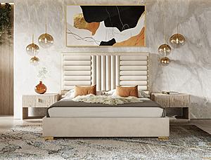 Nova Domus Daystar + Roma - Modern Beige Velvet + Travertine + Gold Queen - Bedroom Set by VIG Furniture