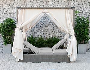 Renava Marin Outdoor Beige Canopy Sunbed by VIG Furniture