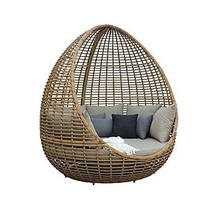 Renava Cocoon - Outdoor Beige + Wicker Lounge Bed by VIG Furniture