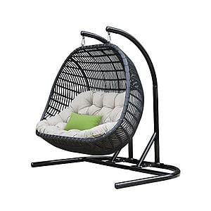 Renava San Juan Outdoor Black & Beige Hanging Chair by VIG Furniture