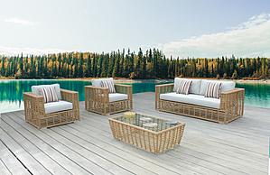 Renava Ko Tao - Outdoor White + Wicker Sofa Set by VIG Furniture