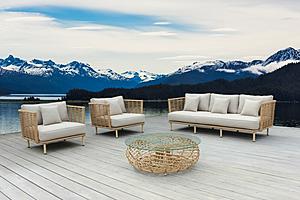 Renava Bombay - Beige & Wicker Outdoor Sofa Set by VIG Furniture