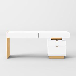 Modrest Trahan - Modern Gloss White and Brushed Gold Office Desk by VIG Furniture