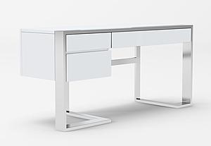Modrest Fauna - Modern White High Gloss & Stainless Steel Desk by VIG Furniture