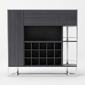 Modrest Fauna - Elm Grey & Stainless Steel Wine Cabinet by VIG Furniture